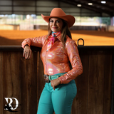 New! TANGERINE SPARKLE PERFORMANCE RODEO SHIRT - Western Shirts