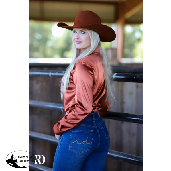 New! Terracota Satin Performance Rodeo Shirt Ladies Western Shirts