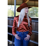 New! Terracota Satin Performance Rodeo Shirt Ladies Western Shirts