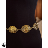 New! Tooled Concho Belt / GOLD