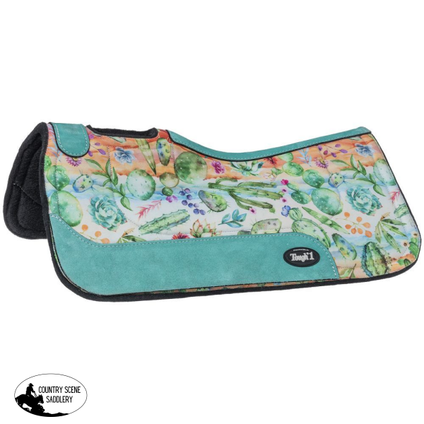 New! Tough1 Cactus Print Felt Saddle Pad - 28 x 28 Youth Barrel Saddles