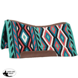 Patterned saddle pad with geometric design on a white background Teal 
