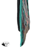 Close-up of a colorful woven belt with a white background

