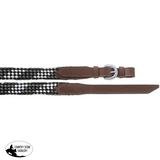 New! Tough1 Flat Braided Split Reins - Black/Grey/white