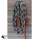 New! Tough1 Flat Braided Split Reins - Black/Grey/white