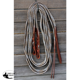 New! Tough1 Flat Braided Split Reins - Brown/Tan/White