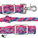 New! Tough1 Mini Deluxe Knotted Cord Roping Reins- Purple/Turquoise/Pink - REINS