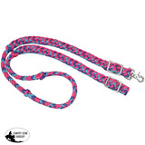 New! Tough1 Mini Deluxe Knotted Cord Roping Reins- Purple/Turquoise/Pink - REINS