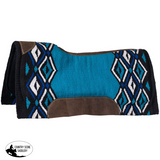 New! Tough1 Pachanga Wool Contour Saddle Pad - light blue/royal blue/black/white / 36’’ x 34’’ - Western Pad