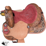 New! Tough1 Youth Dahlias & Diamonds Barrel Saddle - 12 inch - Youth Barrel Saddles
