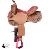 New! Tough1 Youth Dahlias & Diamonds Barrel Saddle - 12 inch - Youth Barrel Saddles