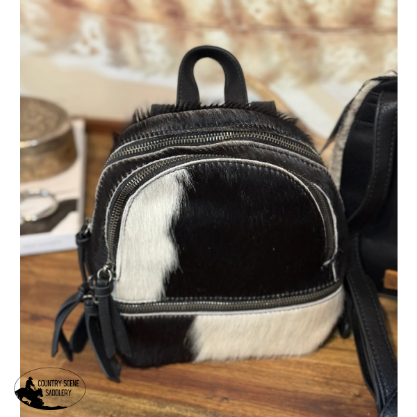 New! Trinity Ranch Mini Cowhide Back Pack / BLACK #2