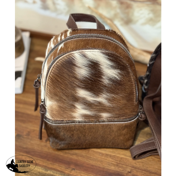 New! Trinity Ranch Mini Cowhide Back Pack / COFFEE #2