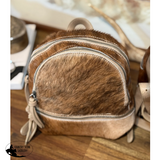 New! Trinity Ranch Mini Cowhide Back Pack / TAN #2