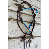 New! TRuby Rose Beaded Browband Bridle – Turquoise spur strap