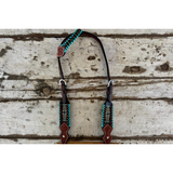 New! Turquoise Buckstitched Beaded One Eared Bridle - Country Scene Saddlery and Pet Supplies