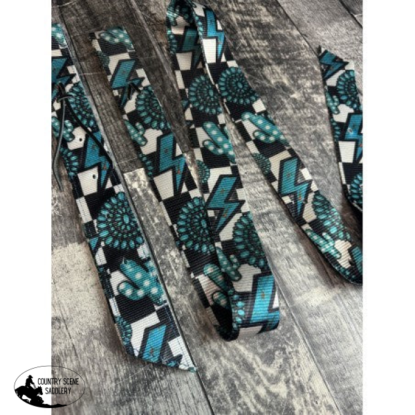 New! Turquoise Glass Latigo And Off Billet Set Latigos