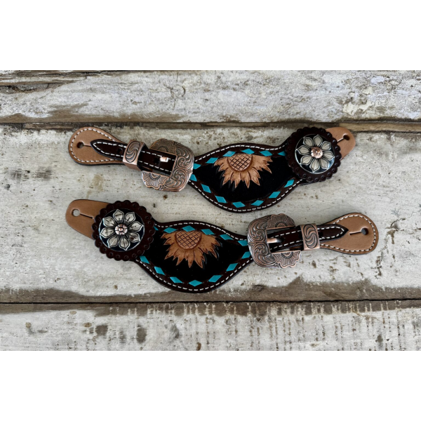 New! Turquoise Petal Spur Straps spur strap