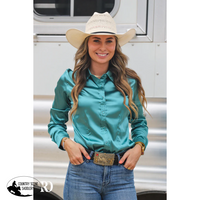 New! Turquoise Satin Performance Rodeo Shirt Ladies Western Shirts