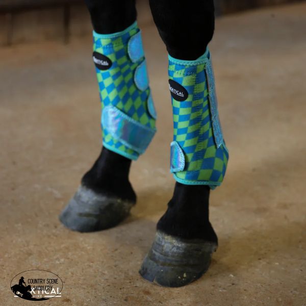 New! WAVY WITH SPARKLE VELCRO SPLINT BOOTS (PAIR) MEDIUM / FRONT Splint Boots