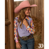 New!*YOUTH* ELECTRIC COWGIRL MESH SLEEVE PERFORMANCE RODEO SHIRT