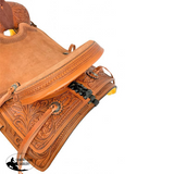 New! Youth Roping Style Western Hard Seat Saddle with Floral Tooling - 13 Inch - Country Scene Saddlery and Pet Supplies