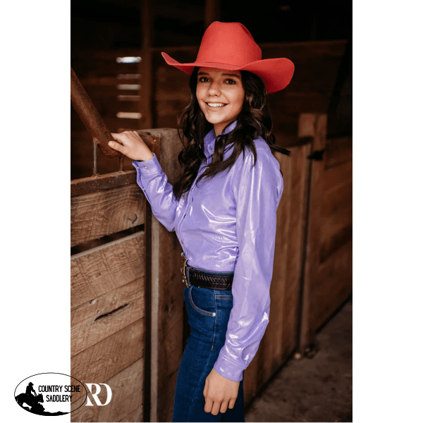 New! *Youth* Violet Sparkle Performance Show Shirt Rodeo Shirt