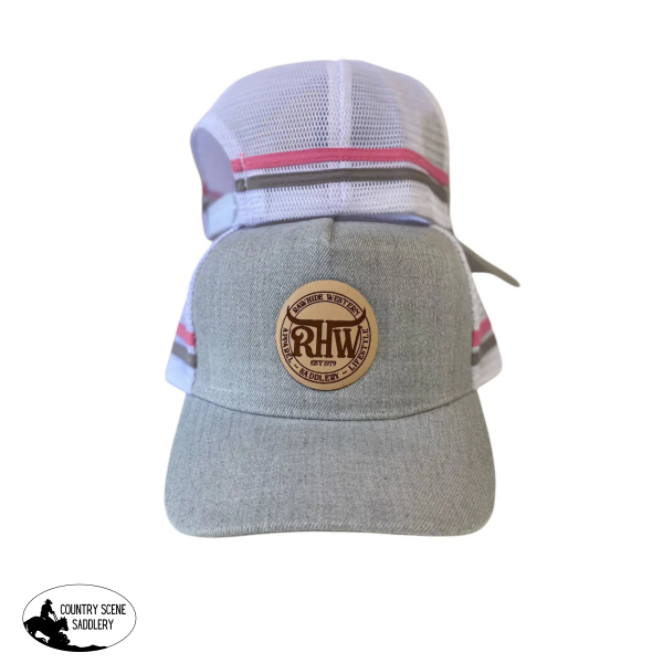 P4207 - Rawhide Lifestyle Grey Leather Patch Country Trucker Cap Caps