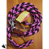 Nylon Barrel Reins with Scissor Snaps Black/ Pink. - Country Scene Saddlery and Pet Supplies