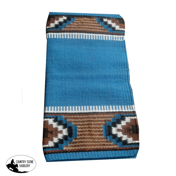 Nz Wool Saddle Pad Blue/Brown Saddle Western Blanket
