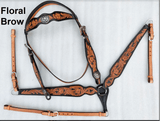One Eared Floral tooled Bridle and Breast Plate sets. - Country Scene Saddlery and Pet Supplies