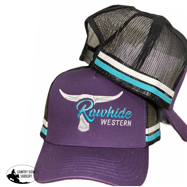 P4039 - Rawhide Purple & Black P/Tail Country Trucker Cap Caps