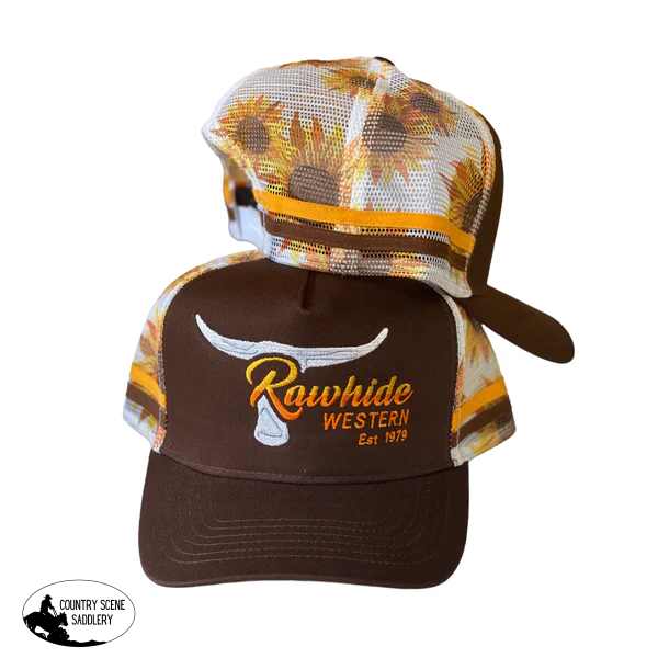 P4050- Rawhide Sunflower Country Trucker Cap Caps