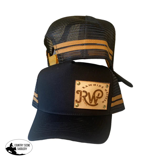 P4118 - Rawhide Leather Patch Country Trucker Cap Caps