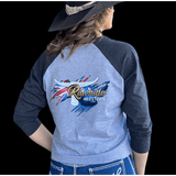P4122 - Rawhide Grey & Asphalt Raglan Tee - Unisex - Country Scene Saddlery and Pet Supplies