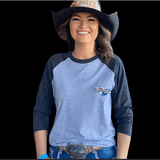 P4122 - Rawhide Grey & Asphalt Raglan Tee - Unisex - Country Scene Saddlery and Pet Supplies