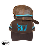 P4134 - Rhw Brown & Turq P/Tail Trucker Cap Caps