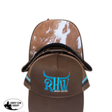 P4134 - Rhw Brown & Turq P/Tail Trucker Cap Caps