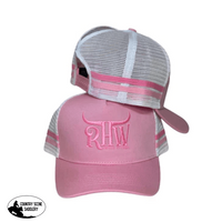 P4138 - Rhw Pink & White P/Tail Trucker Cap Caps