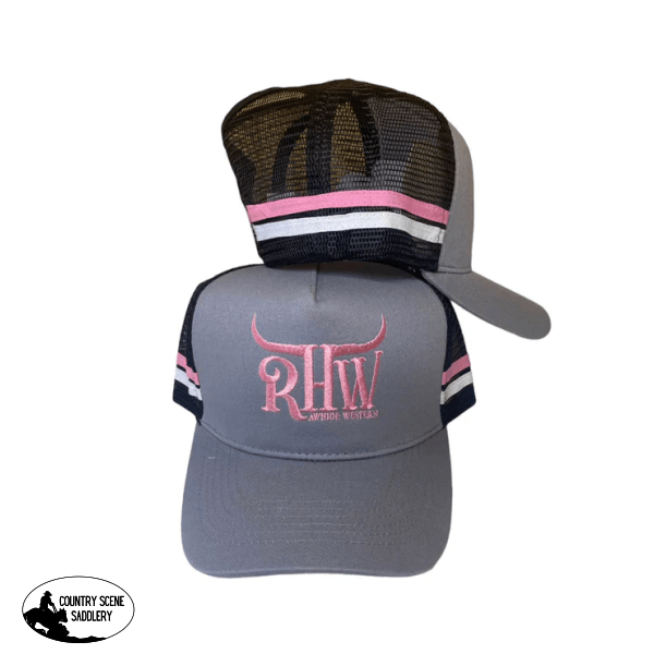 P4142 - Rhw Grey & Black P/Tail Trucker Cap Caps