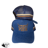 P4147 - Rhw Denim & Carved Western Trucker Cap Caps