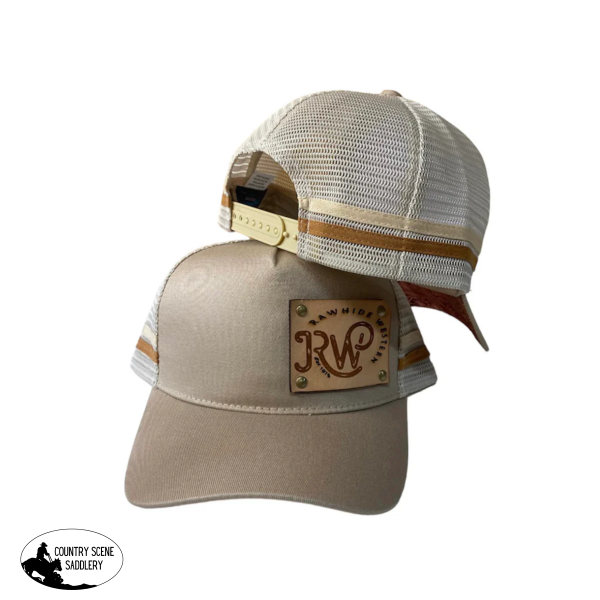 P4157 - Rawhide Stone Leather Patch Country Trucker Cap Caps