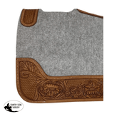 New! PAD279 - 30" x 32" Contoured Felt Saddle Pad with Tooled Top Grain Wear Leathers - Country Scene Saddlery and Pet Supplies