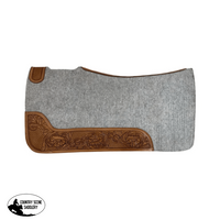 Pad279 - 30 X 32 Contoured Felt Saddle Pad With Tooled Top Grain Wear Leathers Western