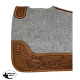 Pad279 - 30 X 32 Contoured Felt Saddle Pad With Tooled Top Grain Wear Leathers Western