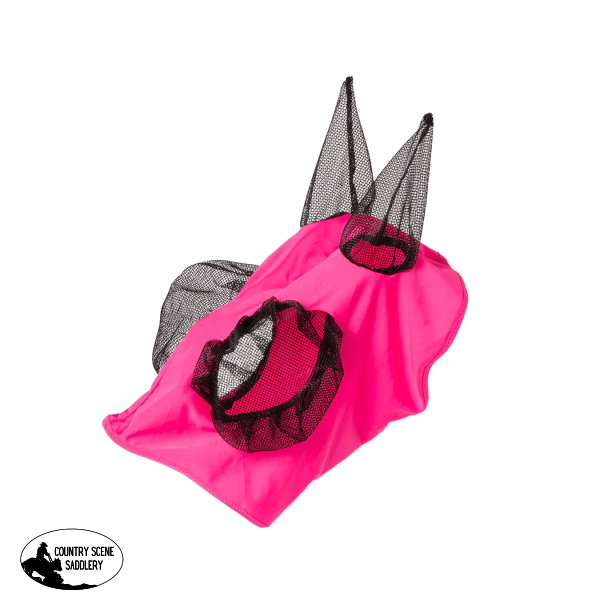 Piccolo Lycra Pull-On Fly Mask Mini / Pink/Black Horse Rugs