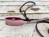 New! Full Leather Horse Tie Down and Strap with Pink Stitching - spur strap