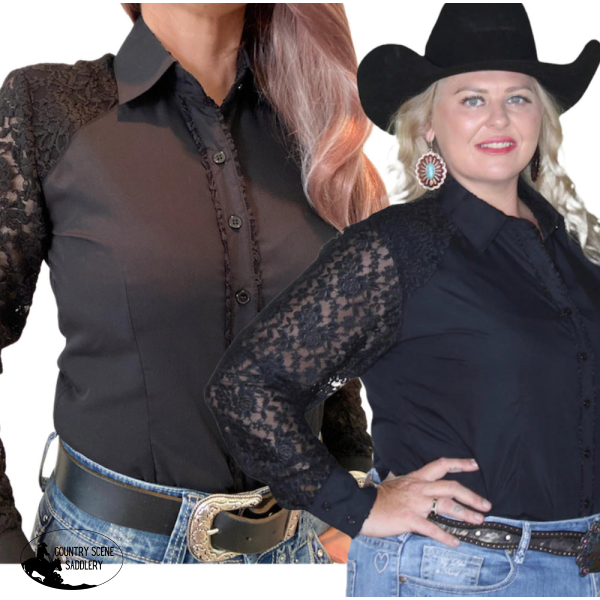 Pl1124 - Gail 1/2 Lace Ladies Western Shirt Shirts & Tops