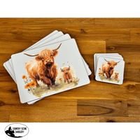 Placemat & Coaster Set - Mum Calf Highland Giftware