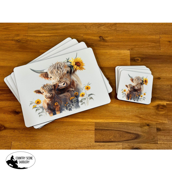Placemat & Coaster Set - Sunflower Mum Calf Giftware